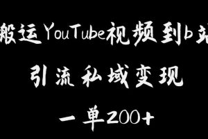 搬运YouTube视频到b站,引流私域一单利润200+,几乎0成本!【揭秘】