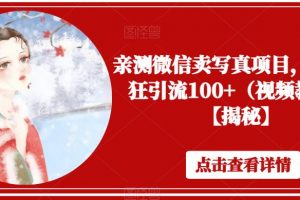 亲测微信卖写真项目,单日疯狂引流100+(视频教程)【揭秘】